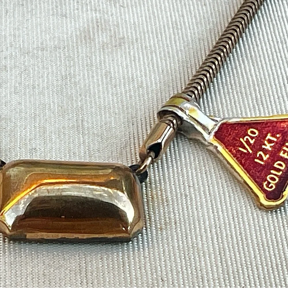 Bigney Tie Bar W/ Chain & Cufflinks gold filled 1/20 12KT VTG NRFB MCM Orig Box